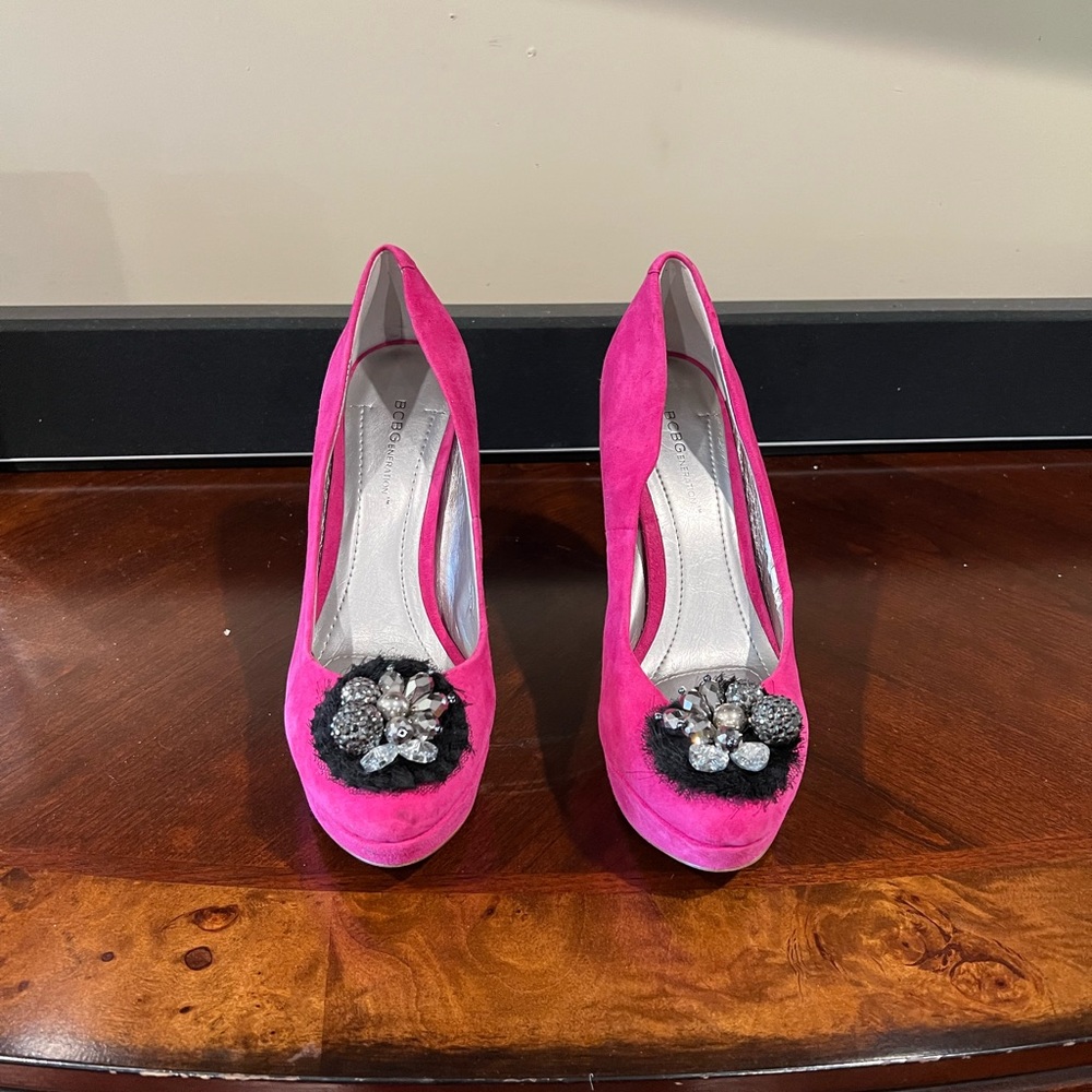 BCBG pink platform heels